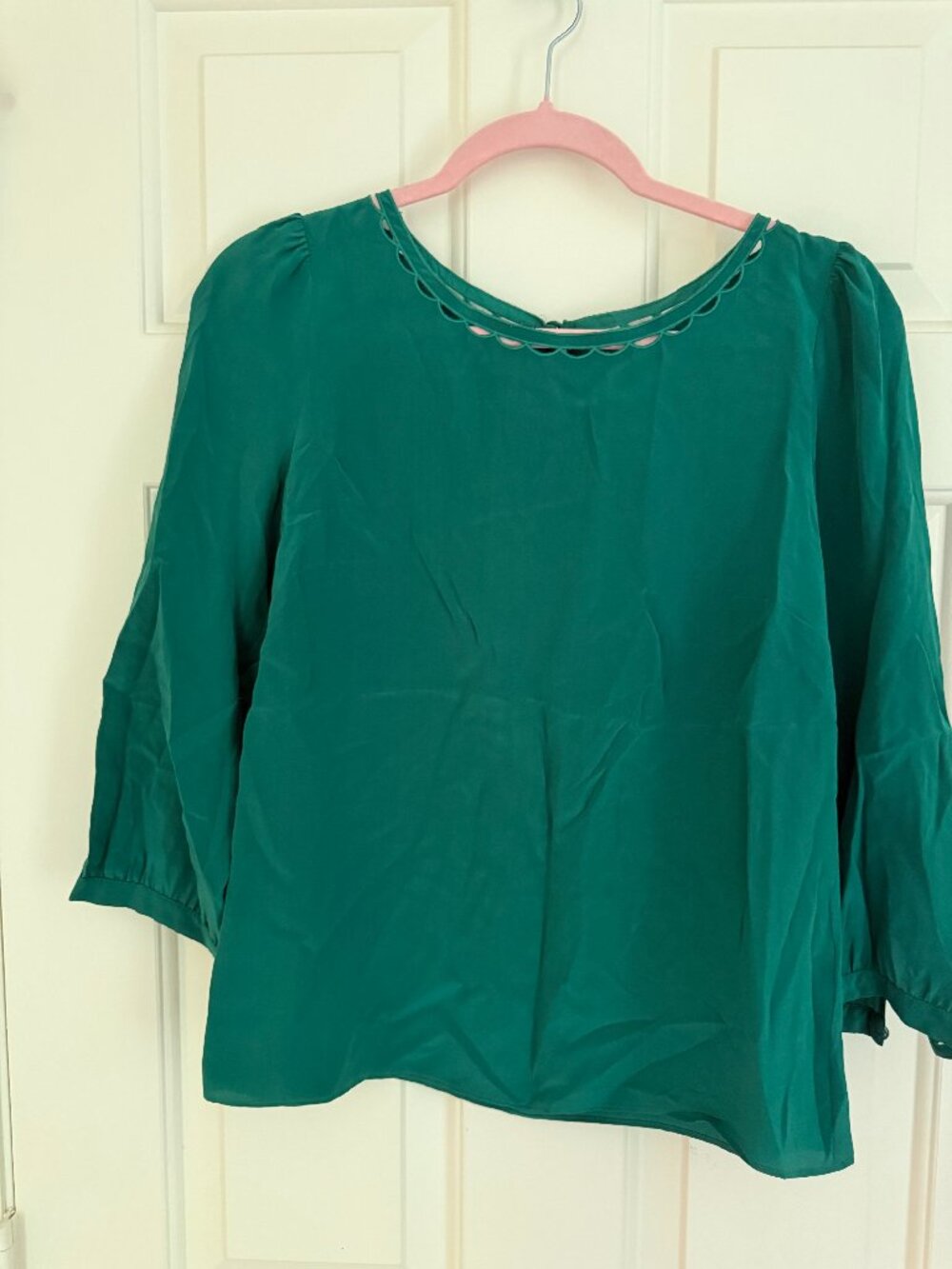 J.Crew emerald green silk blouse size 0